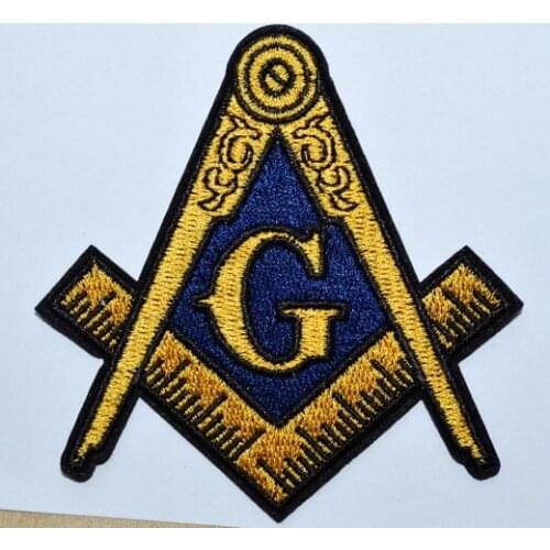 MASONIC EMBROIDERED iron on PATCH ~ FREEMASON SQUARE COMPASS MASON EMBLEM (Size is about 8.5*7.5 cm)