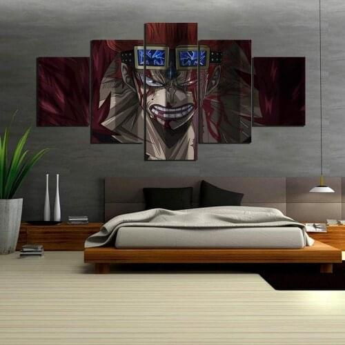 5 Piece Wall Art Canvas Anime Manga Pirate King Figure Pictures Redhead Man Posters Modern Living Room Decoration Paintings