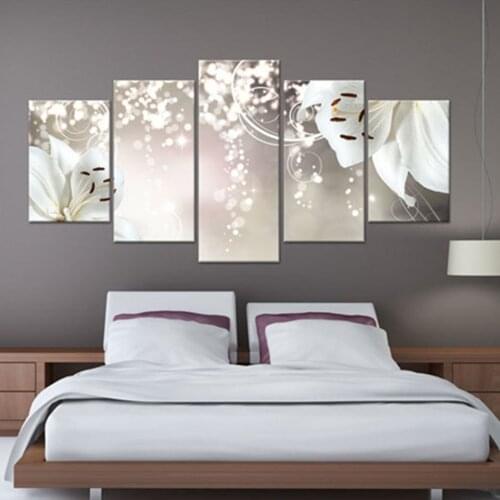 5 Pcs Nordic Prints Abstract Plant Orchid Wall Art Posters Canvas Pictures HD Prints Paintings Home Decor Living Room Decoration