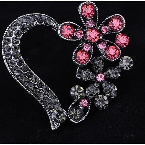 TODOX Heart Brooches Fashion beauty Women crystal exquisite flower clothes Silk scarf pins hot sale wedding party Gift man