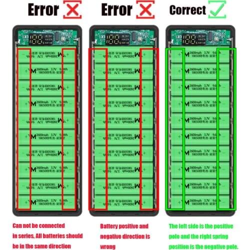 LCD Display DIY 10x18650 Battery Case Power Bank Shell Charger Box Accessories