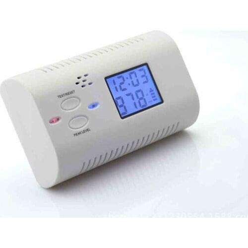 Battery Operated Carbon Monoxide Detector Poisoning Gas Fire Warning Safe Alarm LCD Display with Clock Voice