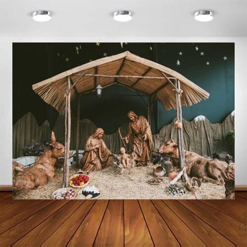 Yeele Nativity Backdrop Photography Virgin Priest Cattle Jesus Sculpture Background Baby Photographic Photo Studio Photophone