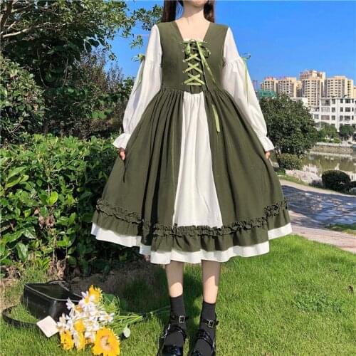 Heydress Japanese Women Lolita Dresses Girl Victorian Vintage Bow Lace Princess Party Dress Sundress Midi Dress Femme Vestidos