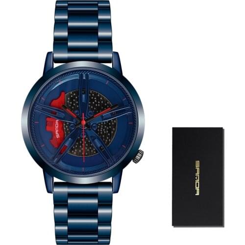SANDA 2020 Fashion Cool Men Watch Quartz Movement Wheel Wristwatch Stainless Steel Band Outdoor Match Relogio Masculino 1040