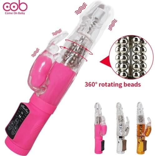 Rabbit Vibrator G Spot Dildo Sex Vibrator For Women Dual Beads vibrator Stimulate Vagina Clit Anal Massager Sex Toys For Adult