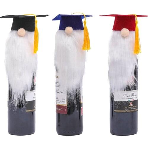 Long Beard Doctoral Cap Wine Bottle Cover Faceless Doll Graduation Hat Bottle Ornament Graduated Season Home Party Decoration