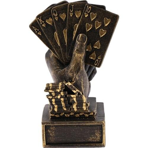 Metal Poker Card Finger Trophy Cup Winner Award Prize for Casino Tournament Game Souvenirs Collectibles Home Decoration
