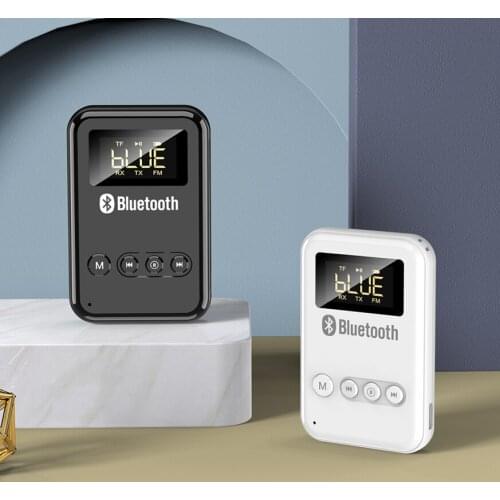 SOUMETIN New Multifunctional Adapter V5.0 Receiver Transmitter 2 in1 Computer TV Speaker Car FM Digital Display Support TF Card