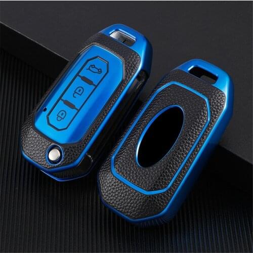TPU Soft Car Key Cover For Ford Territory EV Auto Accessory 3 Buttons Car Keychain Leather Style Protector Case For Ford