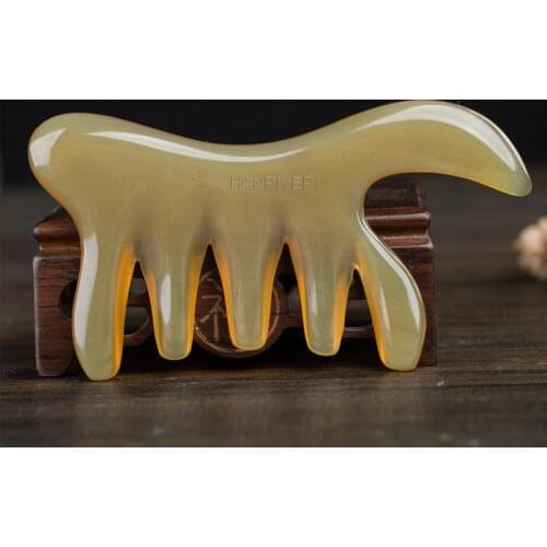 Natural Yak Horn Wide Tooth Comb Head Meridian Scalp Massage Comb Facial Eye Skin Care Acupuncture Gua Sha Spa Beauty Tool