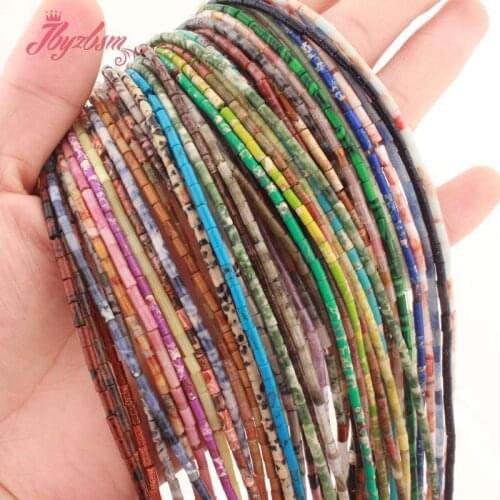 Natural Stone Cylinder Turquoises lapis lazuli Jaspers 2x4mm Stone Beads For Jewelry Making DIY Bracelet Necklace Spacer 15 Inch