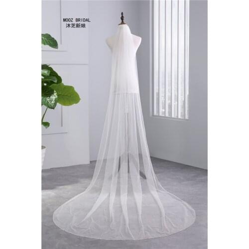 New Arrival BlingBling Bridal Veil 2015 Rhinestones Edge 3-Meter Length Soft Tulle Wedding Veils
