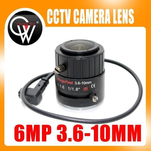 6MP 3.6-10mm VF Manual Zoom Auto IRIS F1.8 1/1.8" CS Mount Lens FOR HD Security IP Camera