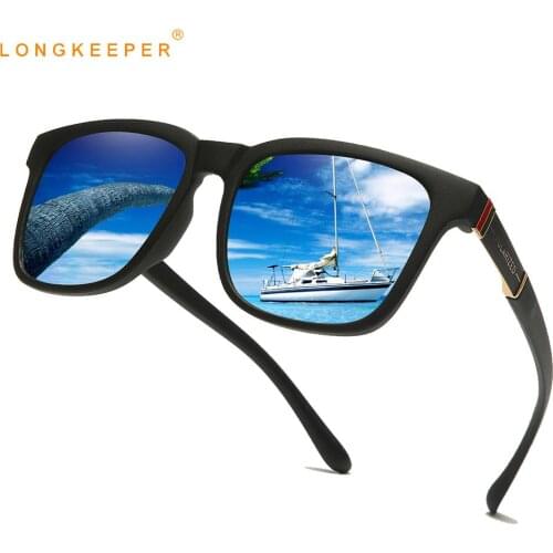 LongKeeper New Design Ultralight TR90 Polarized Sunglasses Men Women Fashion Driving Square Sun Glasses Male Goggle UV400 Gafas