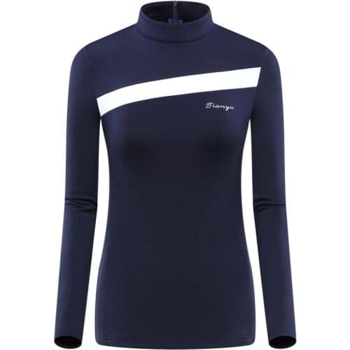 2020 golf apparel womens thick fleece long-sleeved T-shirt ladies autumn winter stand collar close-fitting Warm Golf Sportwear