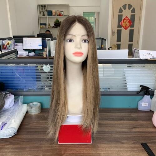 Alishevy Lace top European virgin hair wigs 16" small layer color 4 with beautiful HL jewish wig kosher wig Best Sheitels