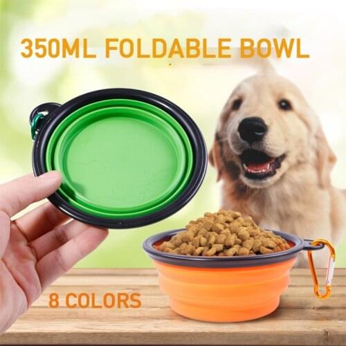 9 Colors 350ML Portable Travel Dogs Bowl Silicone Foldable Outdoors Pets Food Feeder Bowl 13CM*5.5CM