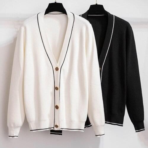 Oversize Knit Cardigan Jacket Women Spring Autumn Long Sleeve V-Collar Single-Breasted Sweater Top Plus Size 7XL Bust 105-155cm