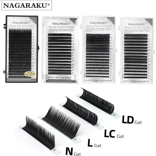 NAGARAKU LC L N LDEyelash Extension 7-15mm Mixed Length Mink Eyelash Extension for Shaped lashes LC L M Individual false eyelash