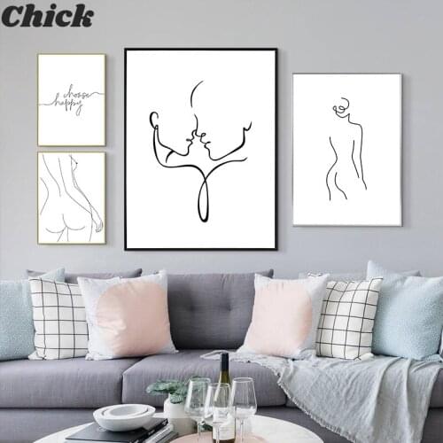 Nordic Minimalist Abstract Picture Home Decor Canvas Painting Wall Art Figure Line Drawing Posters And Prints For Living Room