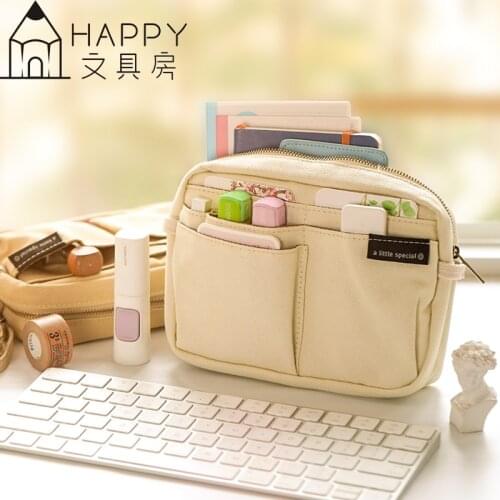 1pc KOKUYO Multifunctional Storage Bag Messenger Student Stationery Pouch Simple Retro Design Large-capacity Pencil Bag