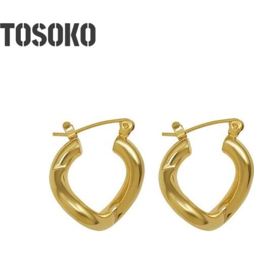 TOSOKO Stainless Steel Jewelry Geometric Twist Shaped Earrings Womens Fashion Earrings BSF495