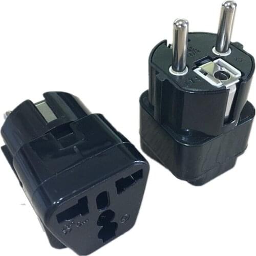 Universal Black copper abs AU US UK to EU france AC Power Plug Germany French Travel Home Converter Adapter