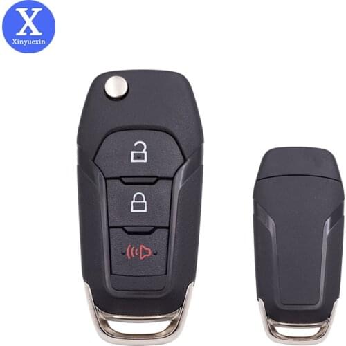 Xinyuexin Flip Key Remote Fob Case Shell for Ford F150 3Button Folding Car Key Shell Replacement 2015-2019 Year