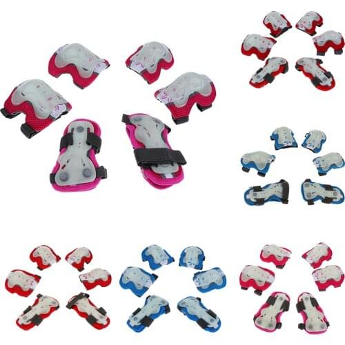 6 Pieces Kids Boy Girl Shockproof Roller Skating Skateboard Cycling Elbow Wrist Knee Pads Protector 3 Colors S M