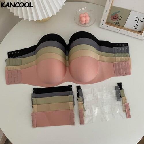 Women Sexy Strapless Bra Crop Top Invisible Push Up Bras Underwear Seamless Solid Adjustable Bralette Wedding Backless Lingerie