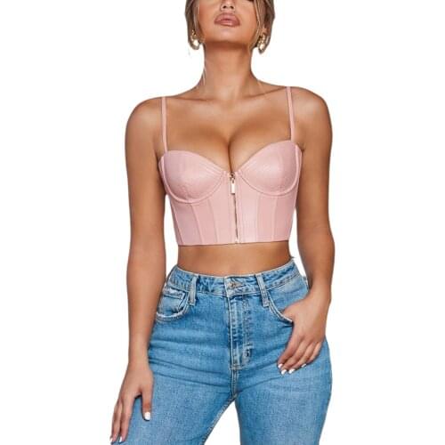 Women Sexy Tank Top Adults Solid Color V-neck Crop Top with Removable Chest Pads
