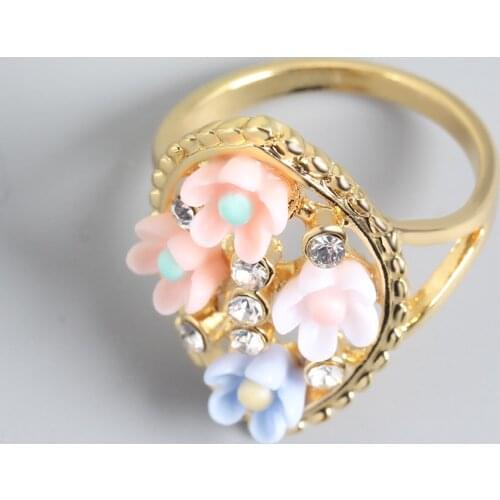 Ladies Ring Flower Gold Ring Personality Fashion Womens Party Simple Wedding Engagement Wedding Jewelry Gift For Girlfriend