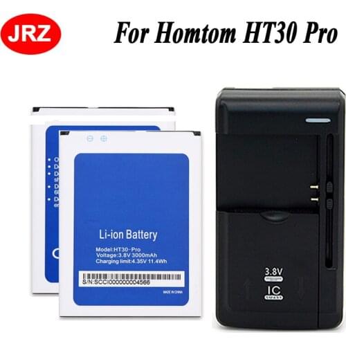 1LOT=2PC Battery+Universal Charger For Homtom HT30 HT30 Pro Phone Battery 3000mAh Hight Capacity 3.8V Top Quality Replacement