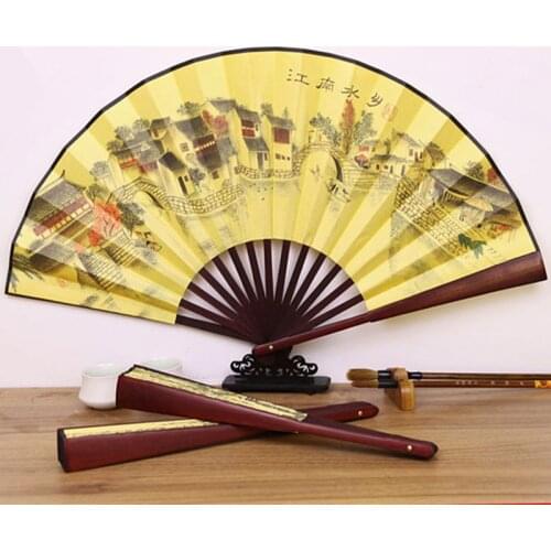 Vintage Bamboo Fan Chinese Folding Fan Pattern Art Craft Gift Wedding Dance Hand Fan