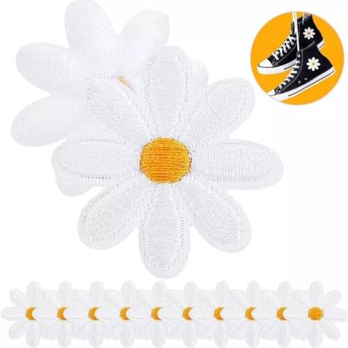 10pcs/lot Daisy flower patch clothes ironing patch applique exquisite embroidery DIY decoration T-shirt Clothing Accessories