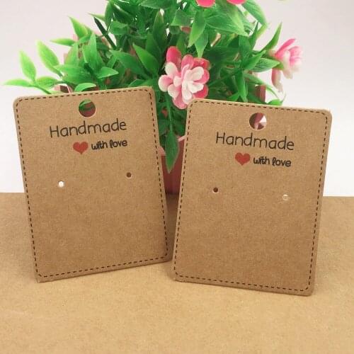 100pcs 6.5*5cm Paper Jewelry Cards white Handmade Earring Displays Cards Fashion Love Gift Eardrop card Accept Customize logo