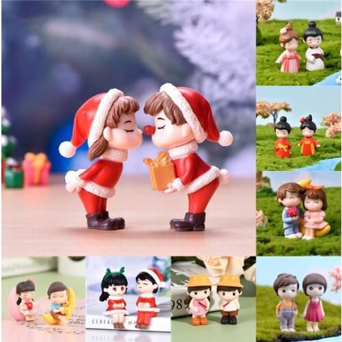 2pcs/Set Figures Lover Couple DIY Mini Fairy Garden Ornament Doll Couple Gift Figurines Miniature Home Decoration
