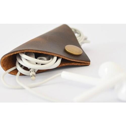 3PCS Genuine Leather Earphone Cord Holder Heaphone Cable Winder Cable Wire Organizer For iphone samsung mobile phone Cables Clip