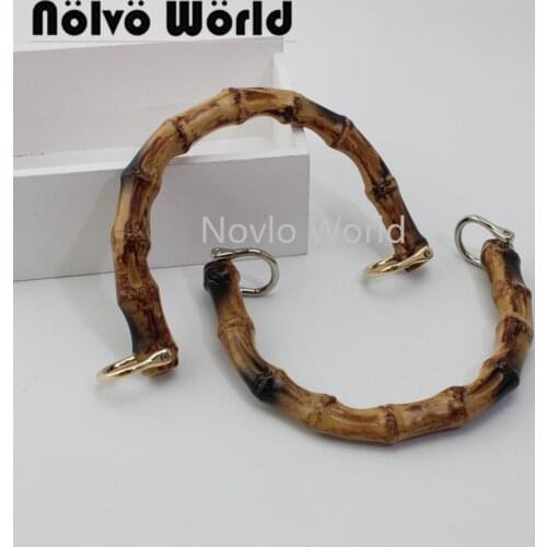 4-10 pieces,5 colors buckles 12*9.5cm imitation amber bamboo purse handle with detachable buckles for replacement