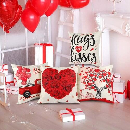 4PCS Valentines Day Pillowcases Decorative Living Room Bedside Housewife Family man Couple Pillow Case Cover Valentines Day