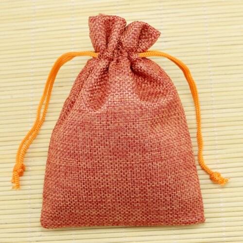 50 pcs/lot 13x18cm Christmas Gift Bags Wedding Favor Pouch Orange Color Gift Bags Jute Burlap Gift Bags