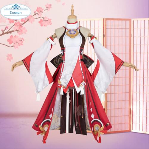 Anime! Genshin Impact Yae Game Suit Elegant Lovely Dress Uniform Cosplay Costume Halloween Party Role Play Outfit Women 2021 NEW