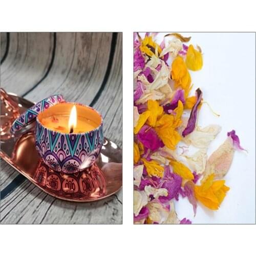 Handmade Scented Candle Natural Soy Wax Home Decoration scented candles with flowers Tin Can Fragrance