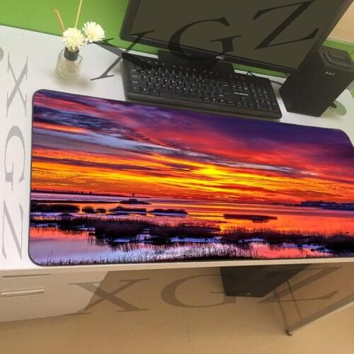 XGZ Customized Anime Game Large Mouse Pad Black Locking Edge Red Sunset Office Computer Desk Mat Slip Lol Csgo Player Xxl