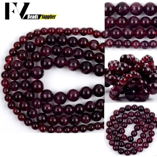 6/8/10mm Natural Crimson Garnet Beads For Jewelry Making Needlework Diy Round loose Spacer Stone Beads Bracelet Necklace 15