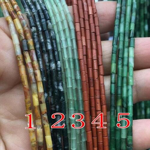 2x4mm Natural Semi-precious Tube Stone Strand Loose Beads Yellow Green Blue White Black DIY Jewelry Making Beads 5strands