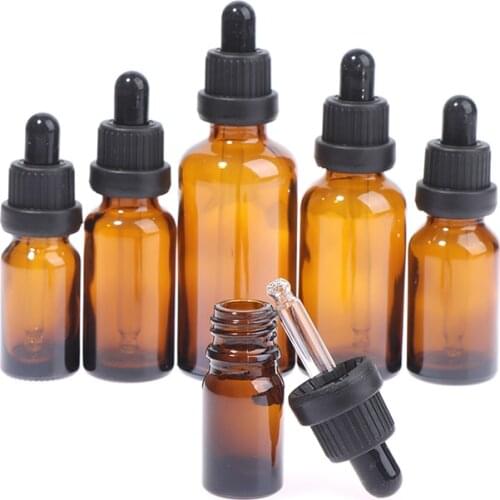 5-50ml Drop For Massage Pipette Bottles Refillable Empty Dropper Bottle Amber Essential Oil Glass Aromatherapy Liquid Brown