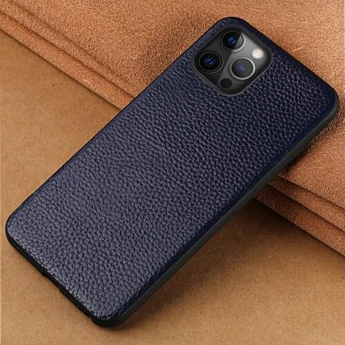 Genuine Litchi Grain Leather Mobile Phone Cover Case For iPhone 12 Pro Max 12 Mini 11 Pro Max X XR XS Max 6 6S 7 8 Plus Se 2020