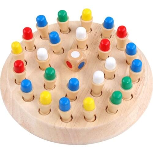 Kids Wooden Memory Game Stick Chess Fun Color Game Board Puzzles